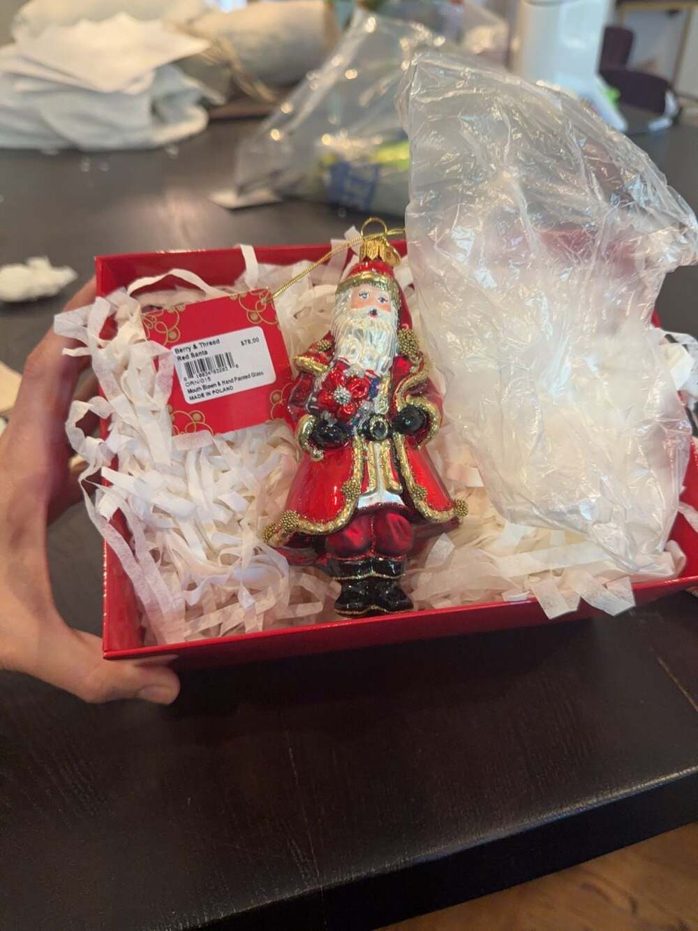 Juliska Berry & Thread Red Santa Mouth Blown Glass Ornament BRAND NEW